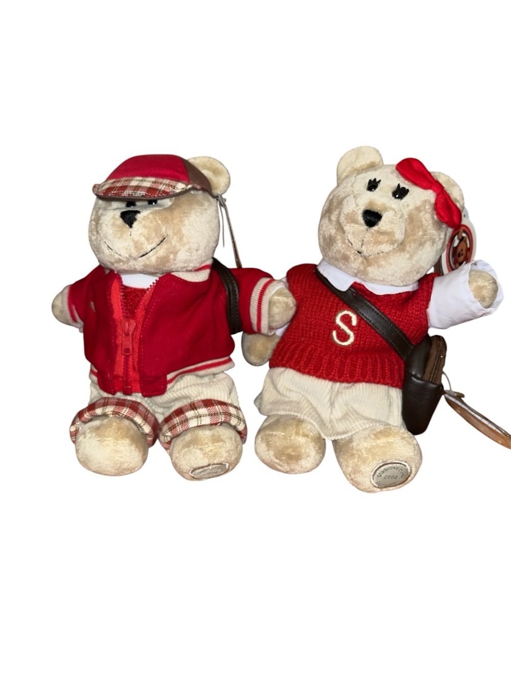 NWT “Back to School" Starbucks Bearista Bears 2002 & 2004 collectible plush
